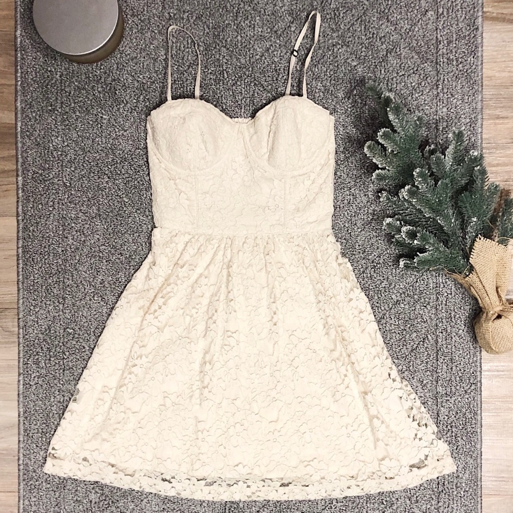 Cream Lace Babydoll Dress